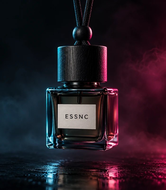 Concept Essnc hanging bottle with blue and pink lighting